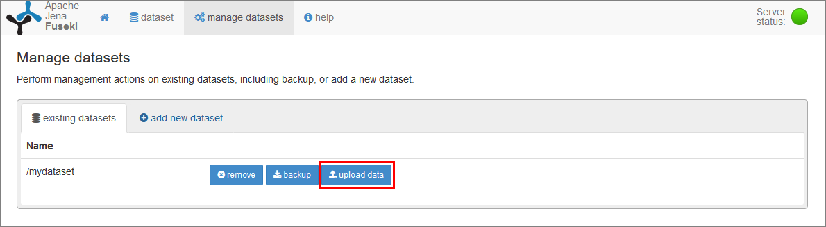 Screenshot of Add new dataset page.