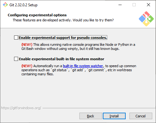 Screenshot of 11th Git install window.